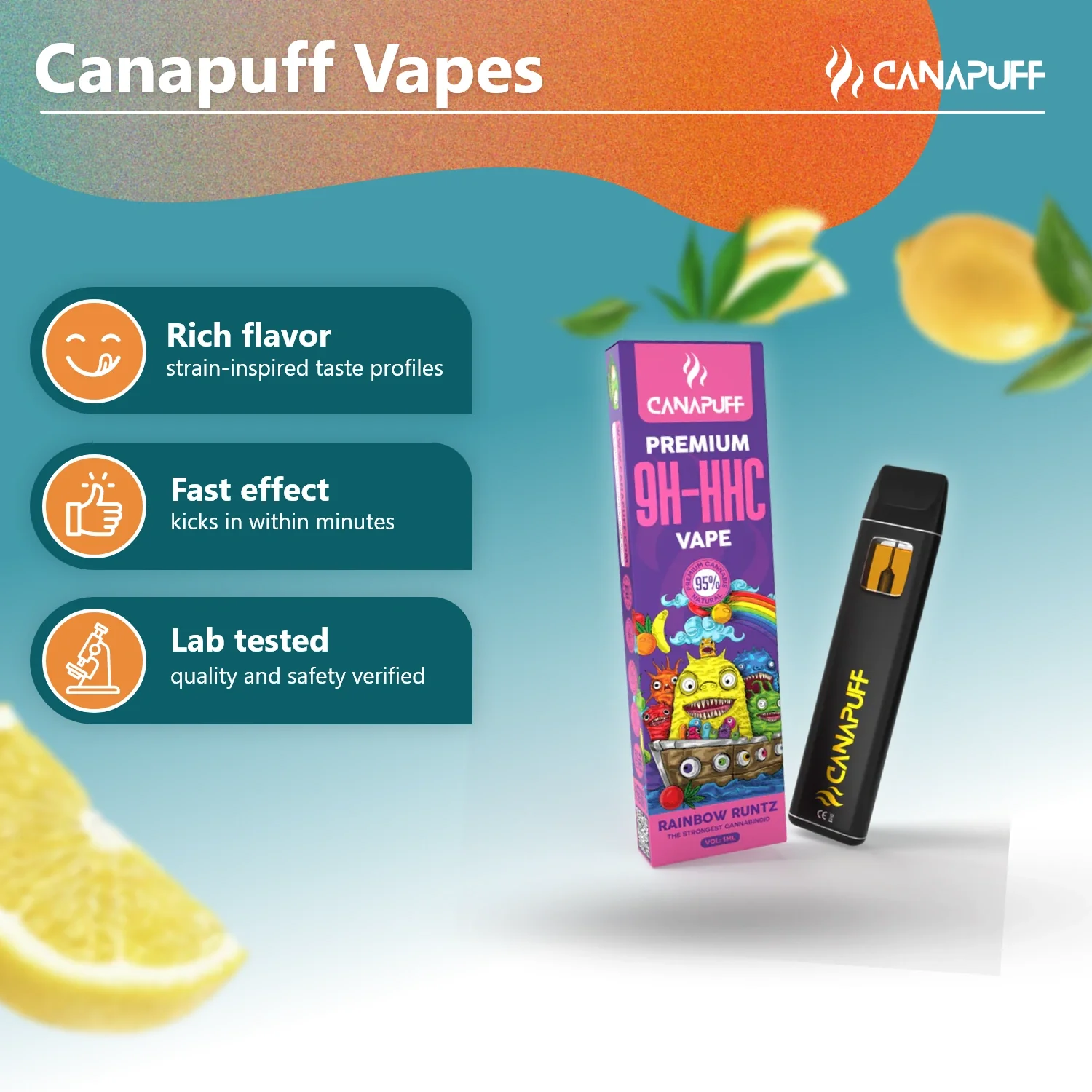 Rainbow Runtz 95% 9H-HHC - Canapuff - Vape - 1ml - Image 2