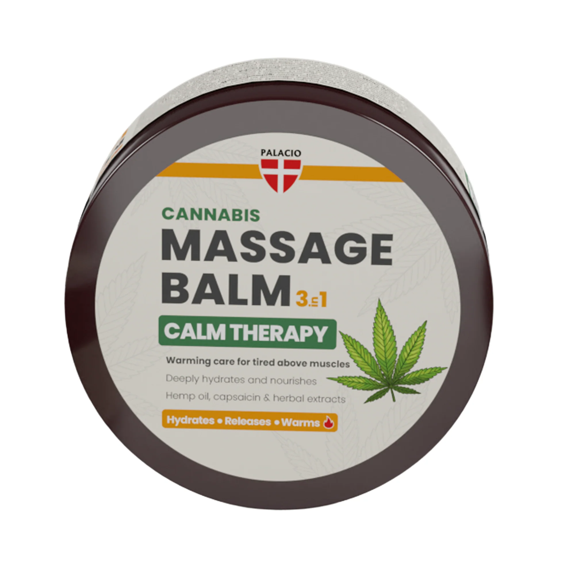 Palacio Bálsamo de Massagem Calm 3em1 Efeito Calor com Óleo de Cânhamo, 300ml