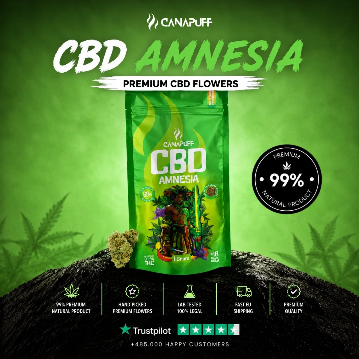 CBD Flores Amnesia 69% - Image 2