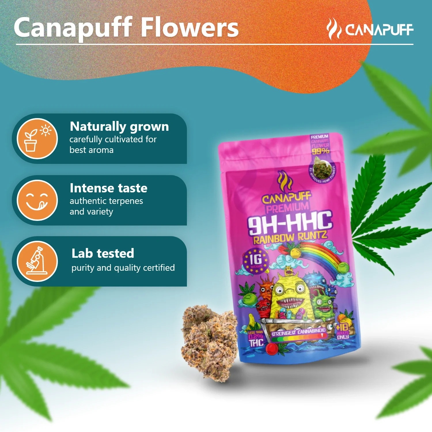 Canapuff - Rainbow Runtz 99% - Flores 9H-HHC - Image 2