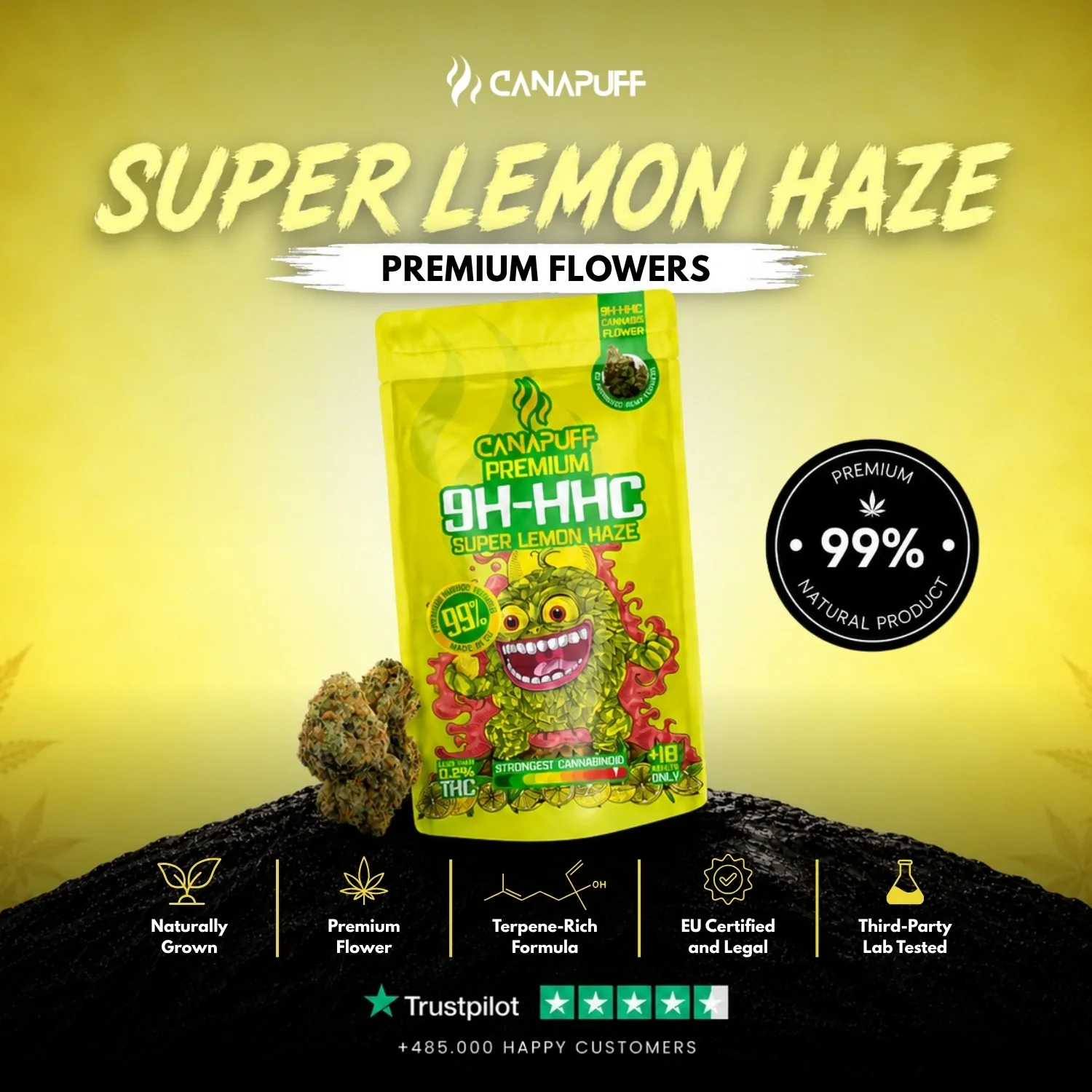 Canapuff - Super Lemon Haze 99% - 9H-HHC Flores - Image 2