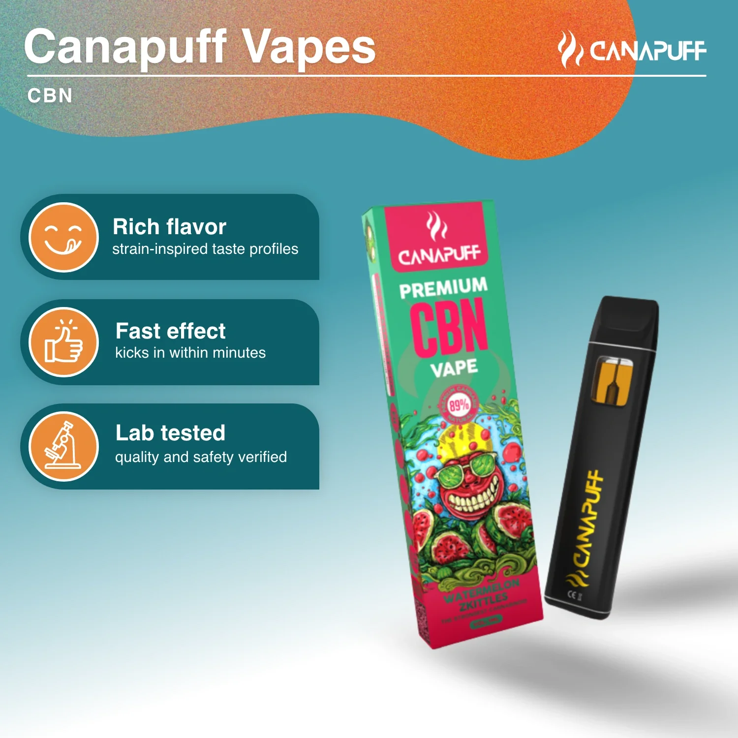 CBN Vape Zkittles de Melancia 89% 1 ml - Image 2